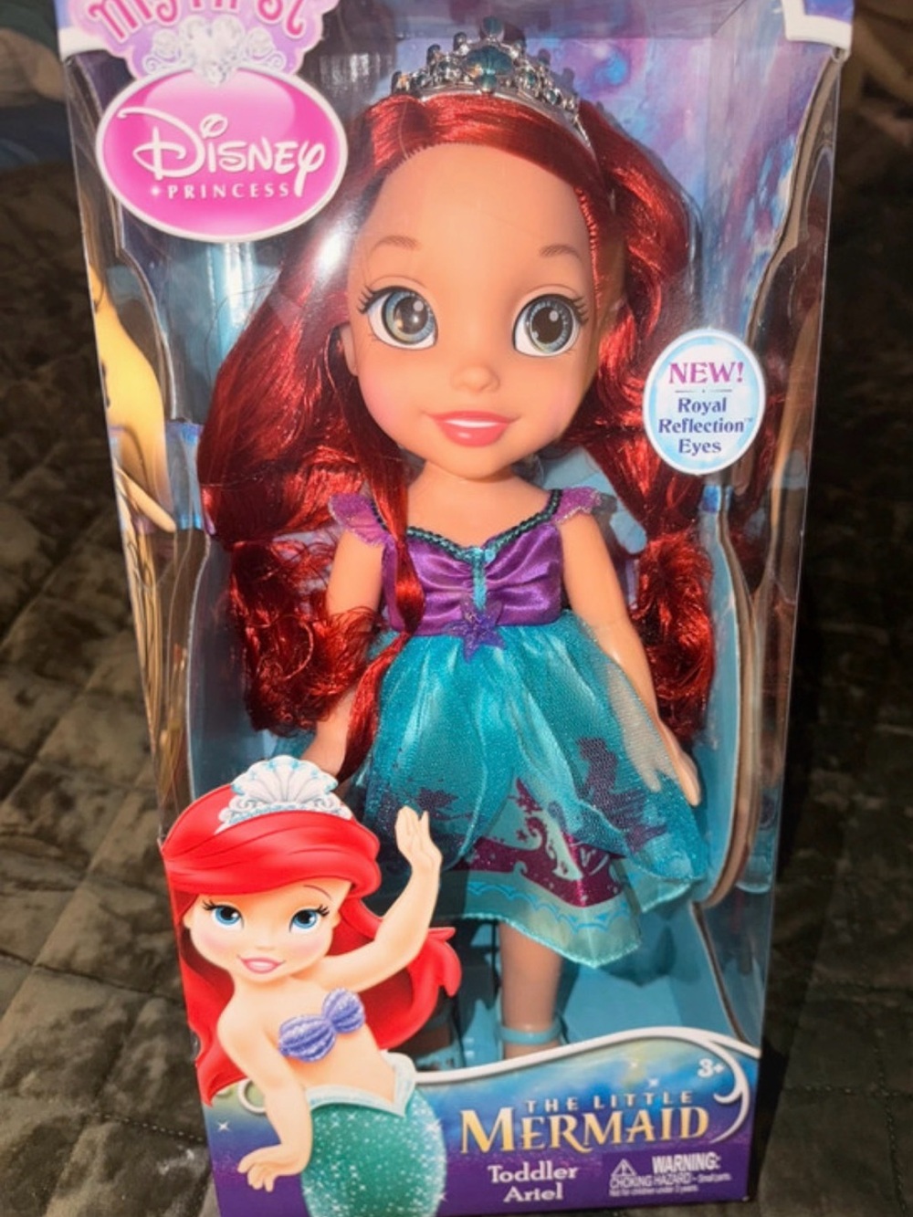 The Little Mermaid Toddler Ariel Doll - Red Hair, Teal & Purple Dress 14”